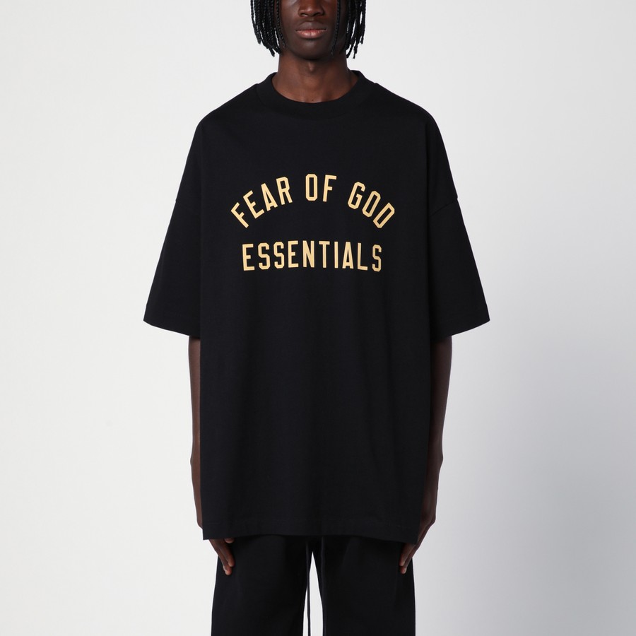 Tシャツ・カットソー FEAR OF GOD ESSENTIALS BLACK COTTON T-SHIRT WITH LOGO Tommy Jeans high neck chest logo T-shirt in white