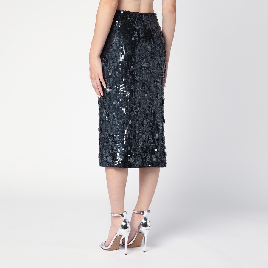 ミニスカート PAROSH Women Mini Skirts D620654PL P PAROS 037 GREY P.A.R.O.S.H. Dark grey midi skirt with micro sequins