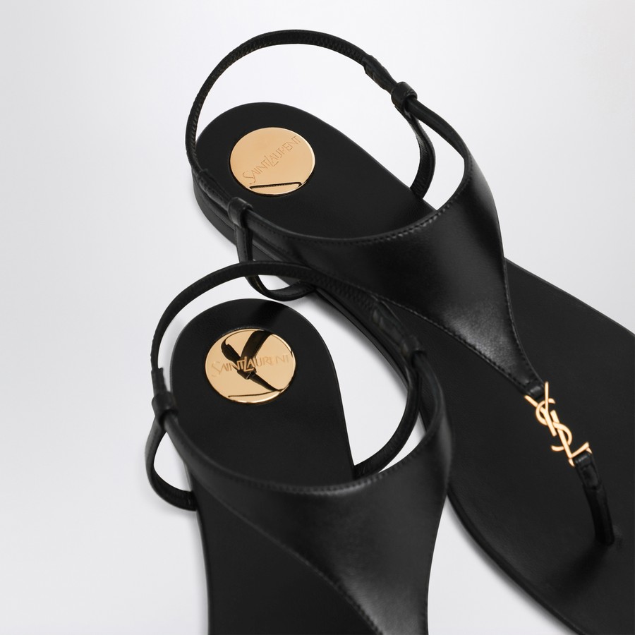 サンダル・ミュール Saint Laurent SS25 'Cassandre' sandals (818293AADF1 1000) Saint Laurent Cassandra black flip-flops | TheDoubleF