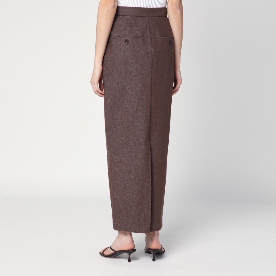 スカート Max Mara SS25 PIANOSA LONG DENIM SKIRT (2511101013600 002) Max Mara Long brown skirt in denim effect | TheDoubleF