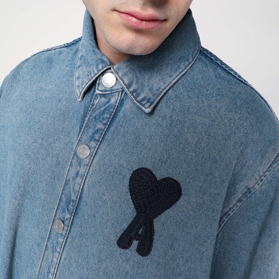 ★AMI PARIS★ Denim Heart Logo Over Tee Blue FJK273DE0046480 USED BLUE Ami de Coeur Overshirt | AMI PARIS