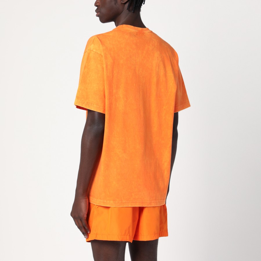 GUCCI Washed orange cotton T-shirt with logo | TheDoubleF