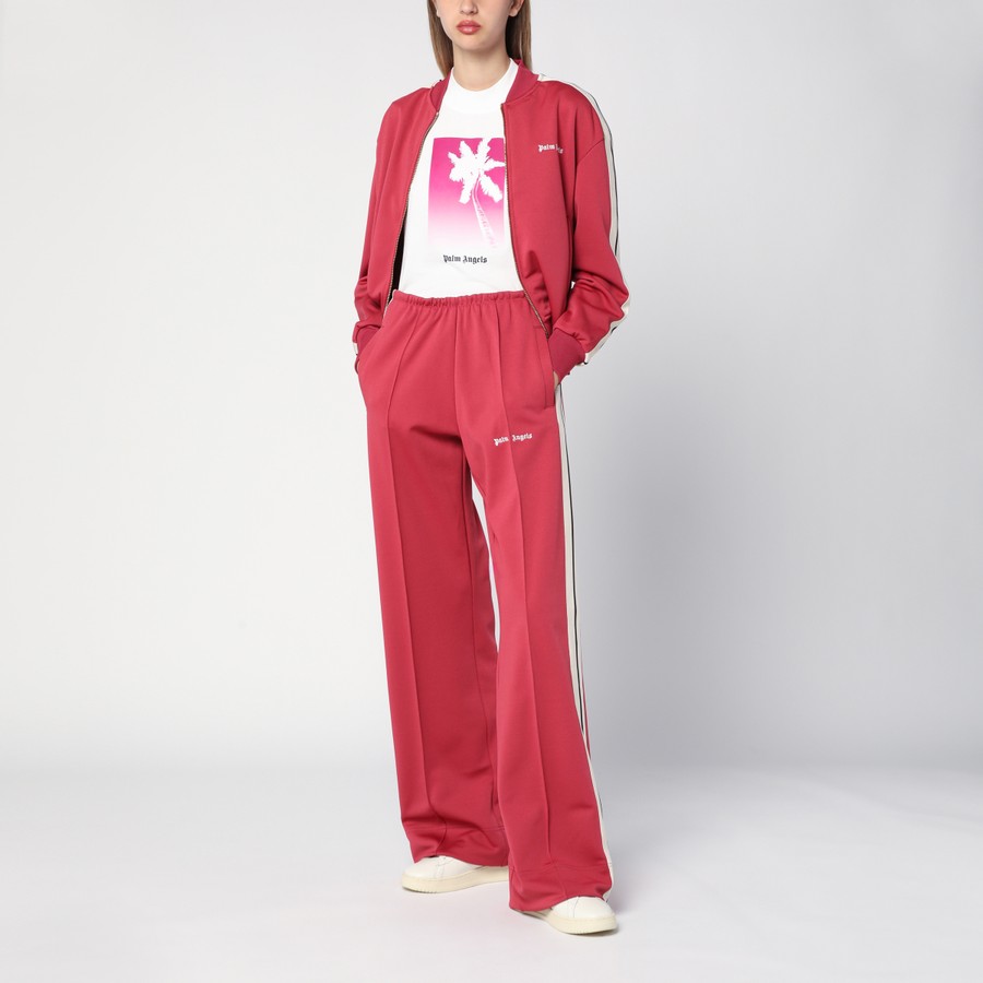 Palm Angels Earth Red zip sweatshirt with logo | TheDoubleF