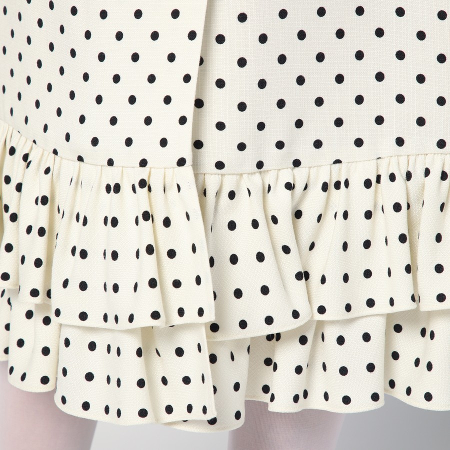 スカート VALENTINO SKIRT (6B0RADC198S R8E) Valentino Ivory polka-dot skirt with ruffles | TheDoubleF