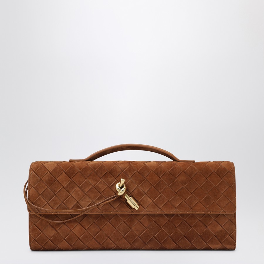 BOTTEGA VENETA ハンドバッグ スエード ブラウン系 Bottega Veneta Brown Large Suede Andiamo Top-Handle Bag | Harrods US