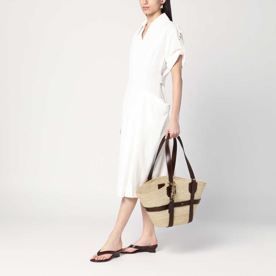 Chloé Tote bag Kerala 25 in raffia and brown leather
