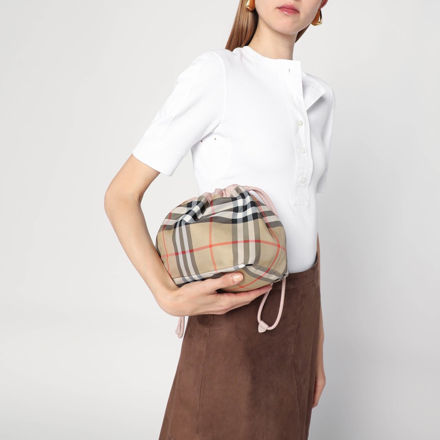 Burberry Reversible pouch in pink nylon with Check pattern Burberry Reversible pouch in pink nylon with Check pattern