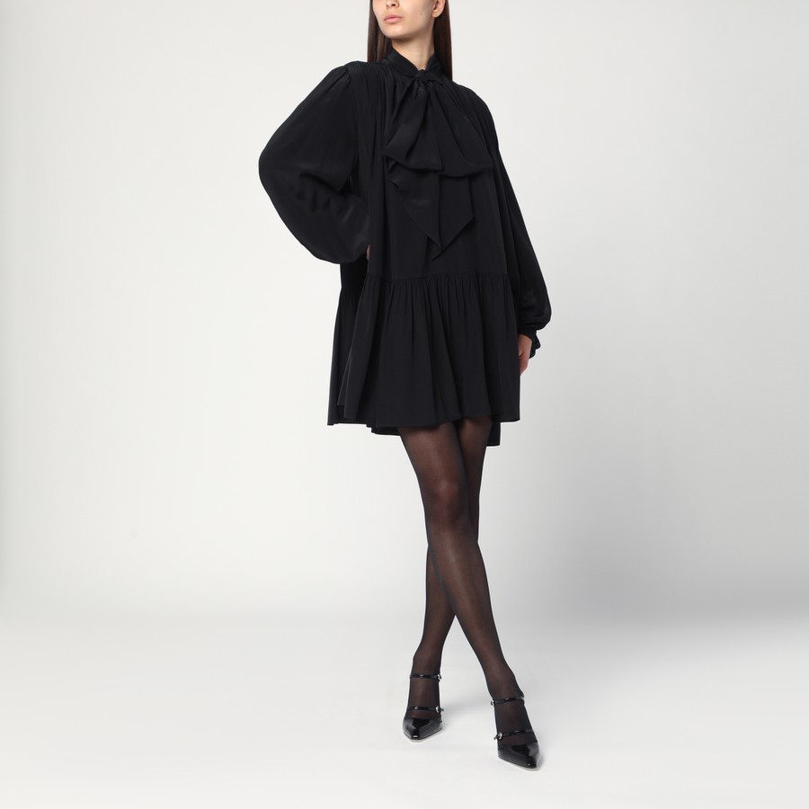Saint Laurent Black lavallière dress in silk | TheDoubleF