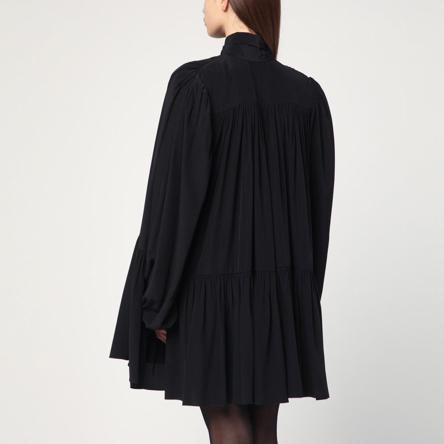 ワンピース Saint Laurent Black Lavalliere Dress In Silk lavallière dress in silk crepe muslin | Saint Laurent | YSL US