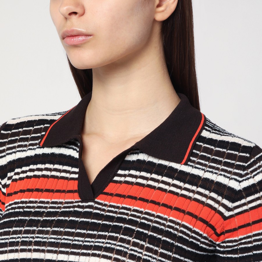 Roberto Collina Striped polo shirt in cotton blend | TheDoubleF