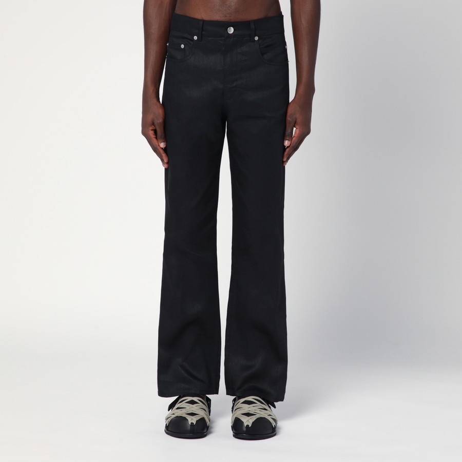 RICK OWENS | HEADON JOGGERS BLACK COATED LINEN TWILL パンツ Rick Owens Headon black pants in linen twill | TheDoubleF