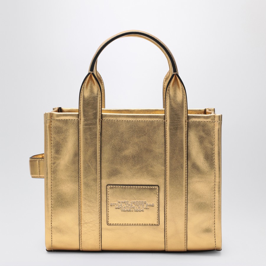 ■MARC JACOBS■ Mini Icon Tote Bag StudsLight Antique Gold M Marc Jacobs Gold leather The Small Tote Bag | TheDoubleF