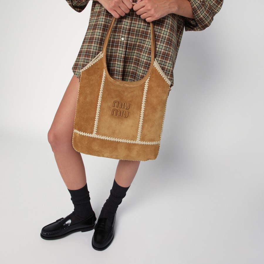 ショルダーバッグ・ポシェット Miu Miu Ivy Suede And Crochet Shoulder Bag Miu Miu Ivy bag in suede and crochet | TheDoubleF
