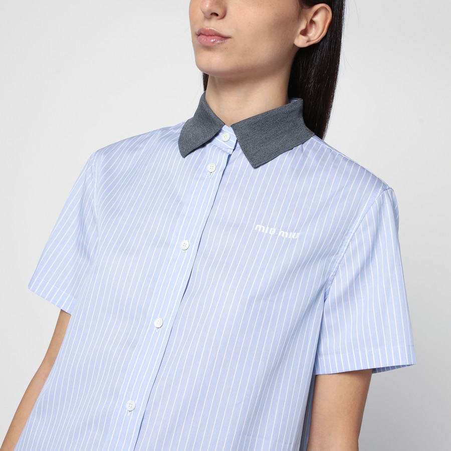 Miu Miu Light blue/white striped mini chemisier dress