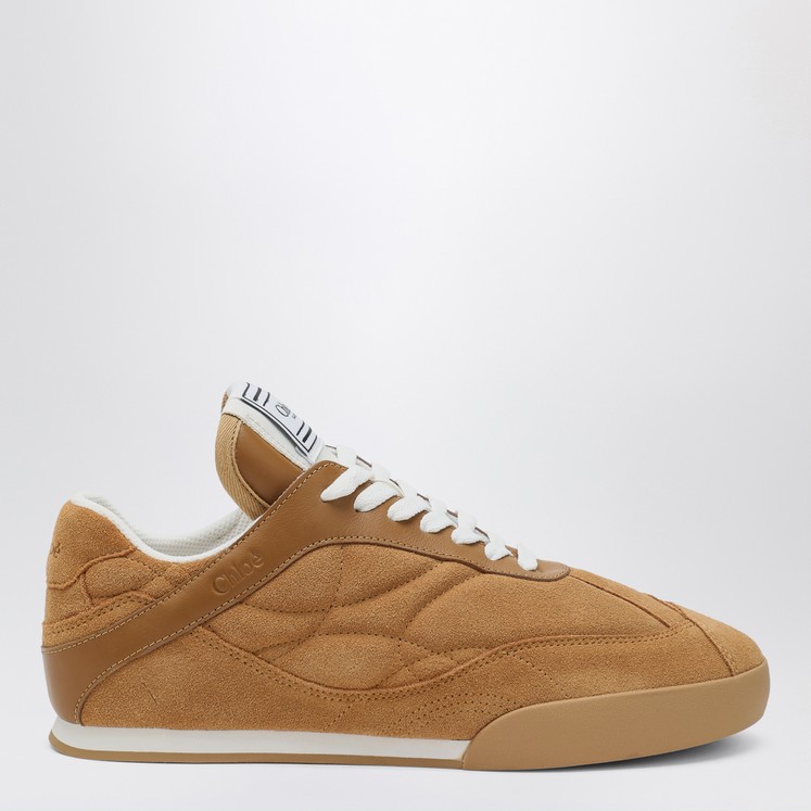 スニーカー Chloe Chloe Kick Cinnamon Brown Sneakers In Suede CHLOÉ Kick suede, mesh and leather sneakers | NET-A-PORTER