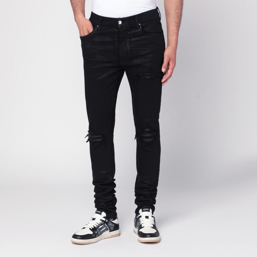 デニム・ジーパン AMIRI SS25 \"MX1 WAXED\" JEANS (AMDNSY1113 BLACKWAX) AMIRI: Black Wax MX1 Jeans | SSENSE
