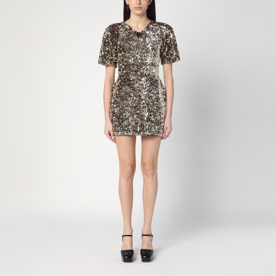ワンピース MARC JACOBS GOLD MINI DRESS WITH SEQUINS Marc Jacobs Gold mini dress with sequins | TheDoubleF