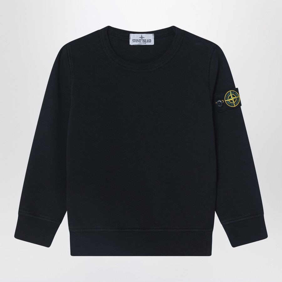 Stone Island Black crew neck sweatshirt in cotton | TheDoubleF