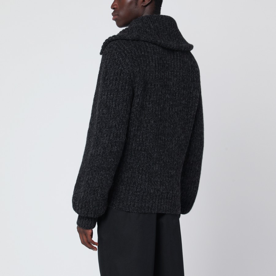 LEMAIRE Black/brown zip cardigan in alpaca blend | TheDoubleF