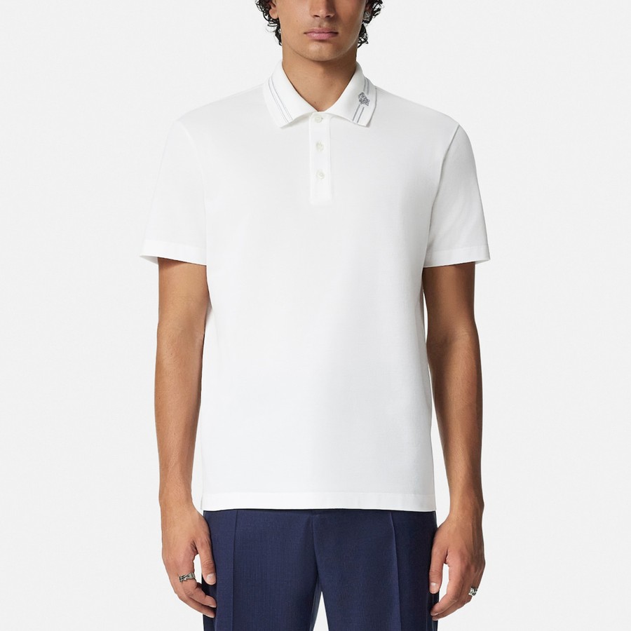 Versace White polo shirt with Medusa embroidery | TheDoubleF