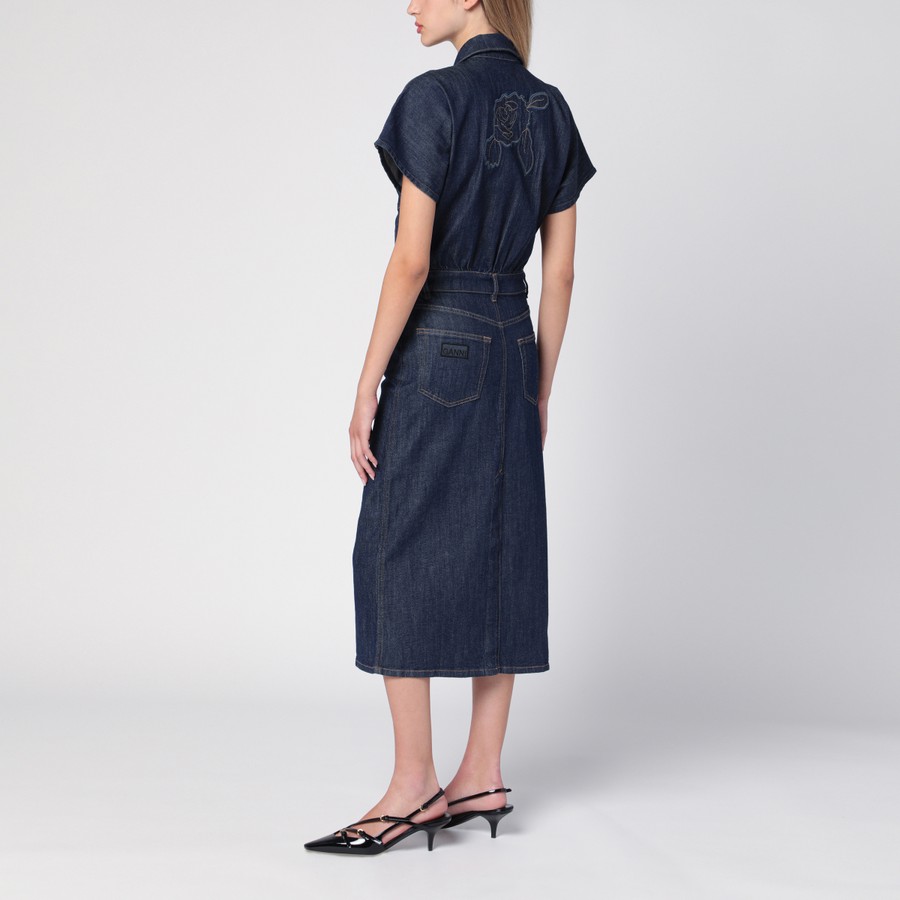 ワンピースその他 GANNI Blue midi dress in organic denim Ganni Blue Denim Midi Dress size 36/M | eBay