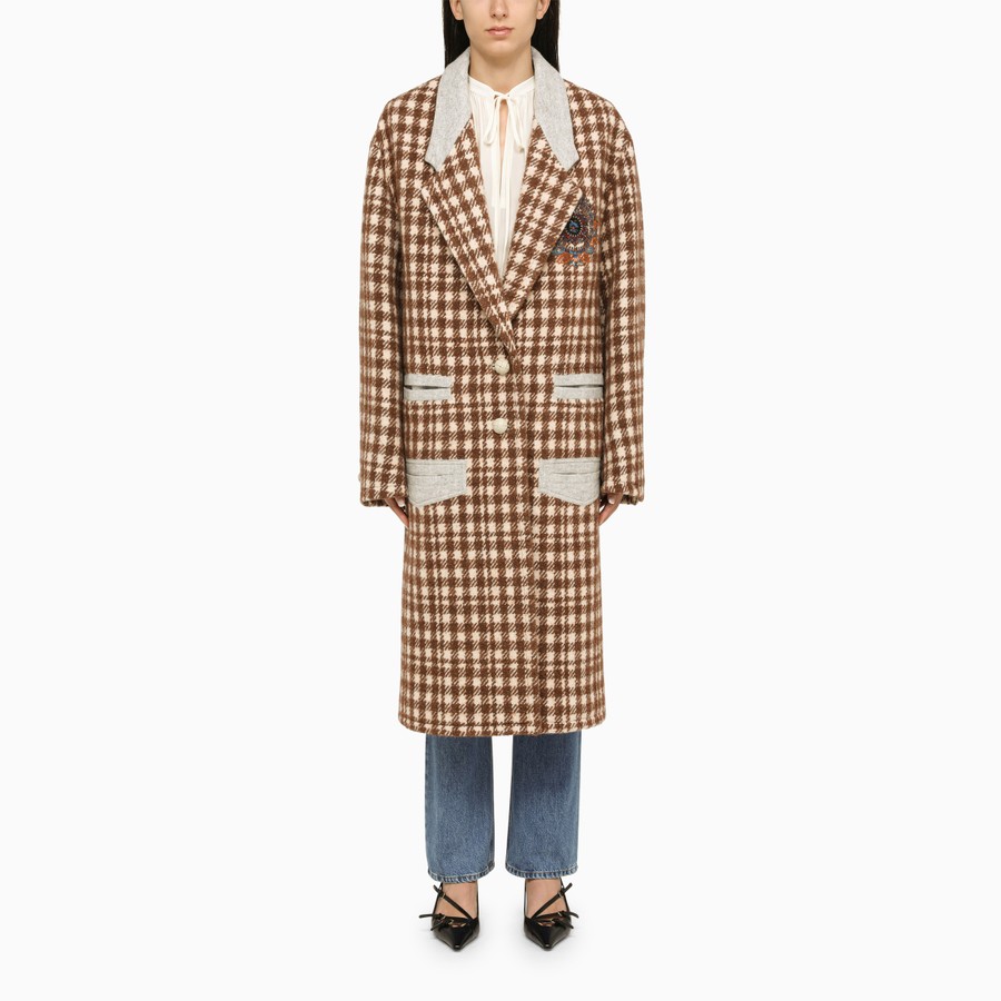 Checkered brown coat Clearance