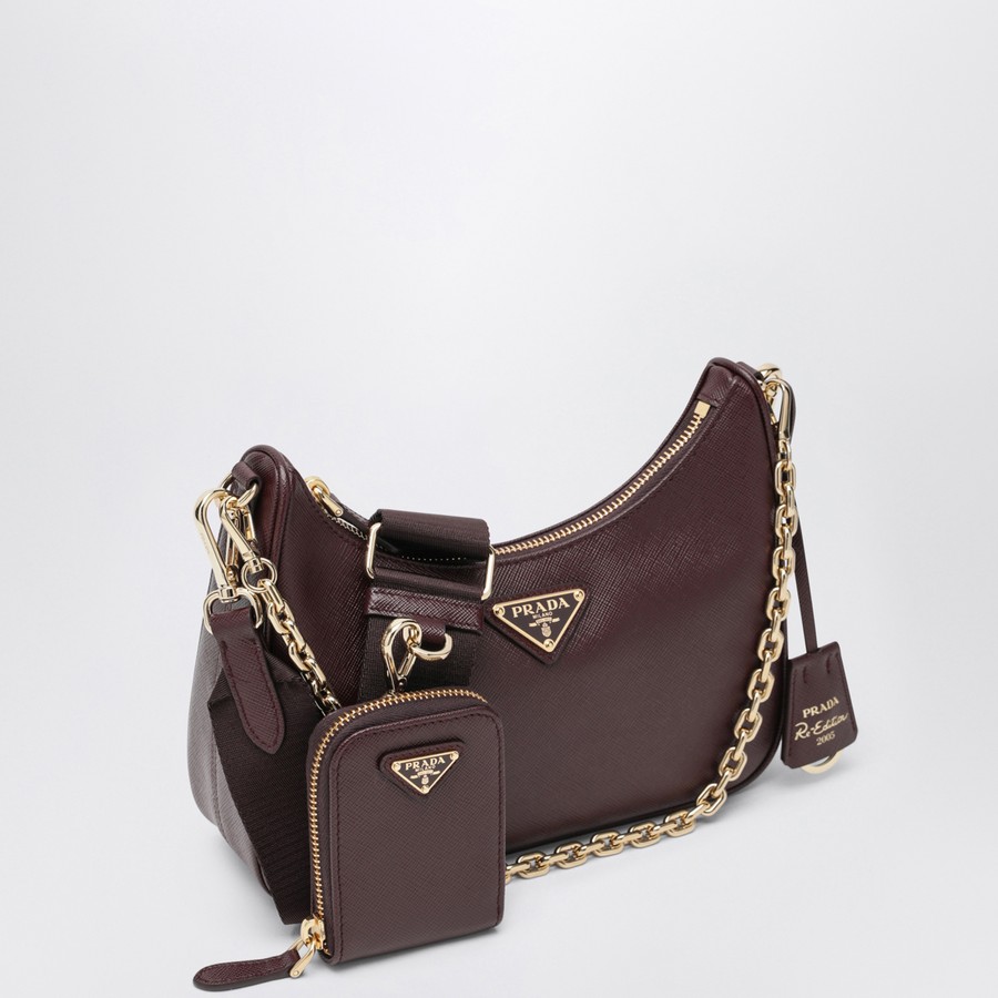 Prada Re-Edition 2005 burgundy leather bag | TheDoubleF