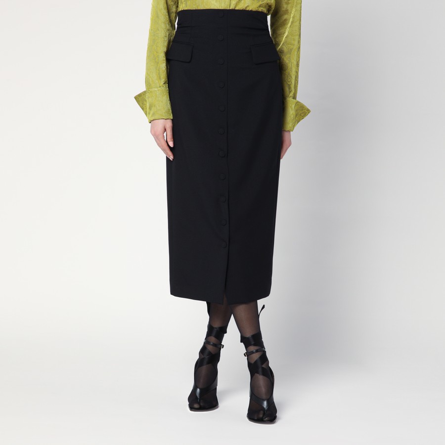 スカート Dries Van Noten Black wool and mohair midi skirt Dries Van Noten Black wool and mohair midi skirt | TheDoubleF