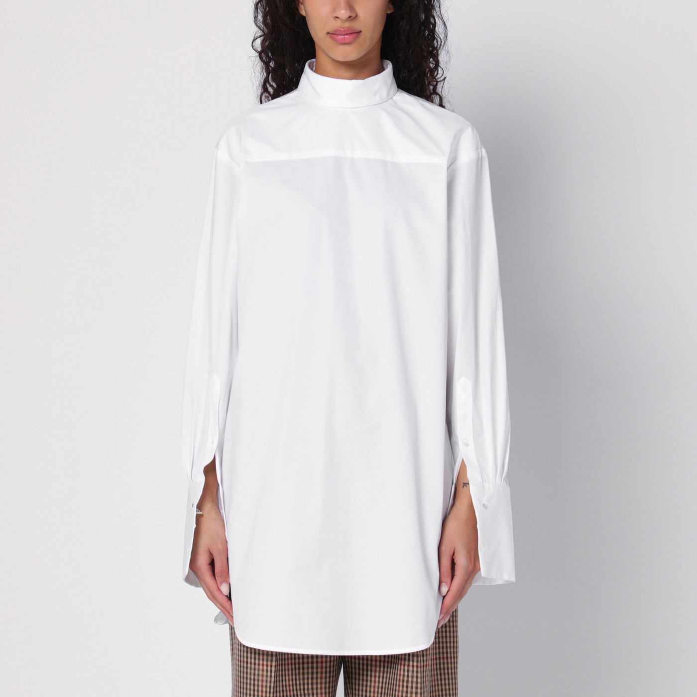 Dries Van Noten White popeline turtleneck shirt | TheDoubleF