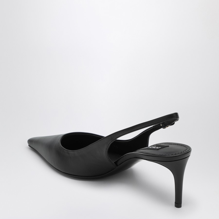 【関税&送料込】Dolce E Gabbana Leather Decollete Slingback Dolce&Gabbana Black leather slingback décolleté | TheDoubleF