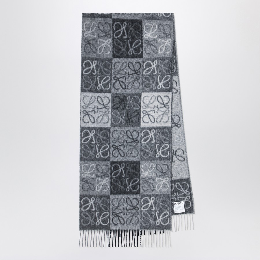 LOEWE新作【F810487X17 ANAGRAM WOOL+CHASHMERE】 Scarf in wool and cashmere Blue - LOEWE