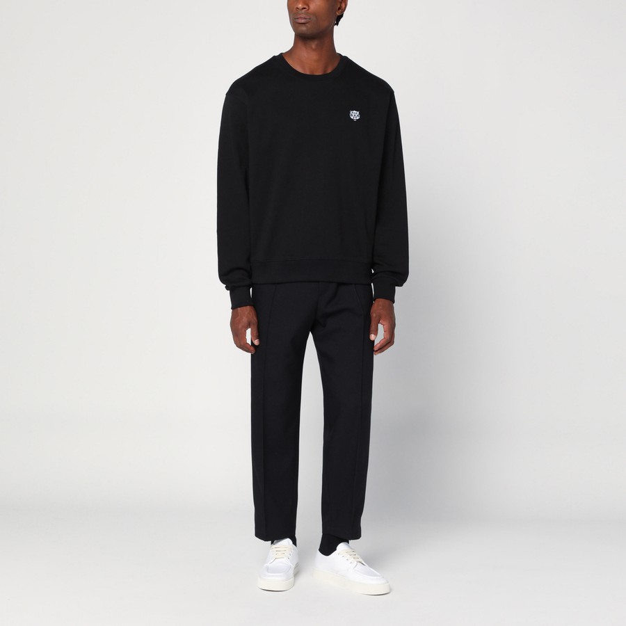 KENZO Felpa girocollo nera con logo TheDoubleF