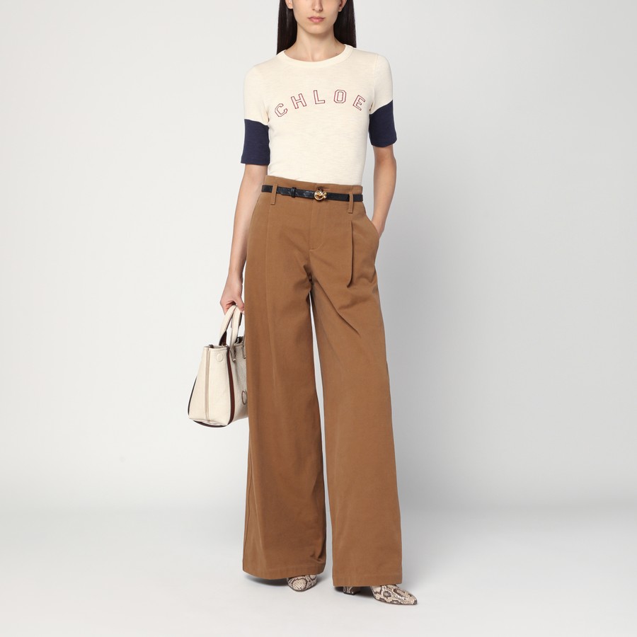 Tシャツ・カットソー Chloe FW25 REGULAR T-SHIRT (CH25AJH01174 107) Chloé Wool and cotton T-shirt with logo | TheDoubleF