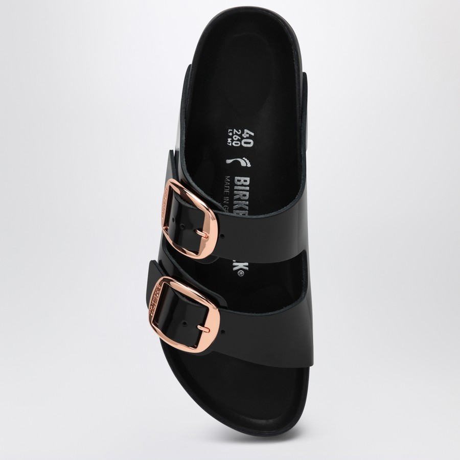サンダル・ミュール Birkenstock Slide Arizona Big Buckle In Shiny Black Leather Arizona Big Buckle Natural Leather Patent High Shine Black