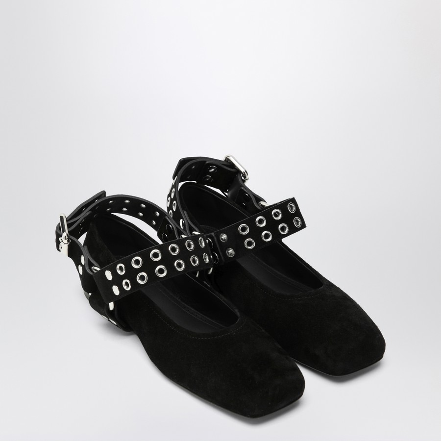 Alaïa Black suede flat ballerina biker | TheDoubleF