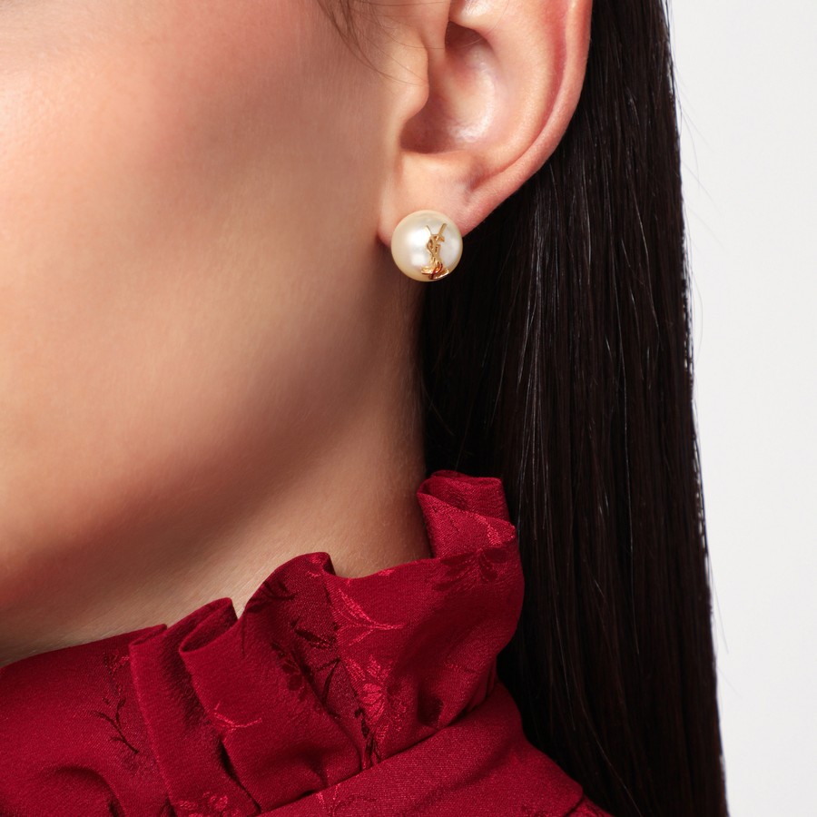 【関税＆送料込み】Saint Laurent Cassandre Pearl Asymmetric Saint Laurent Cassandre Pearl Asymmetric Earrings