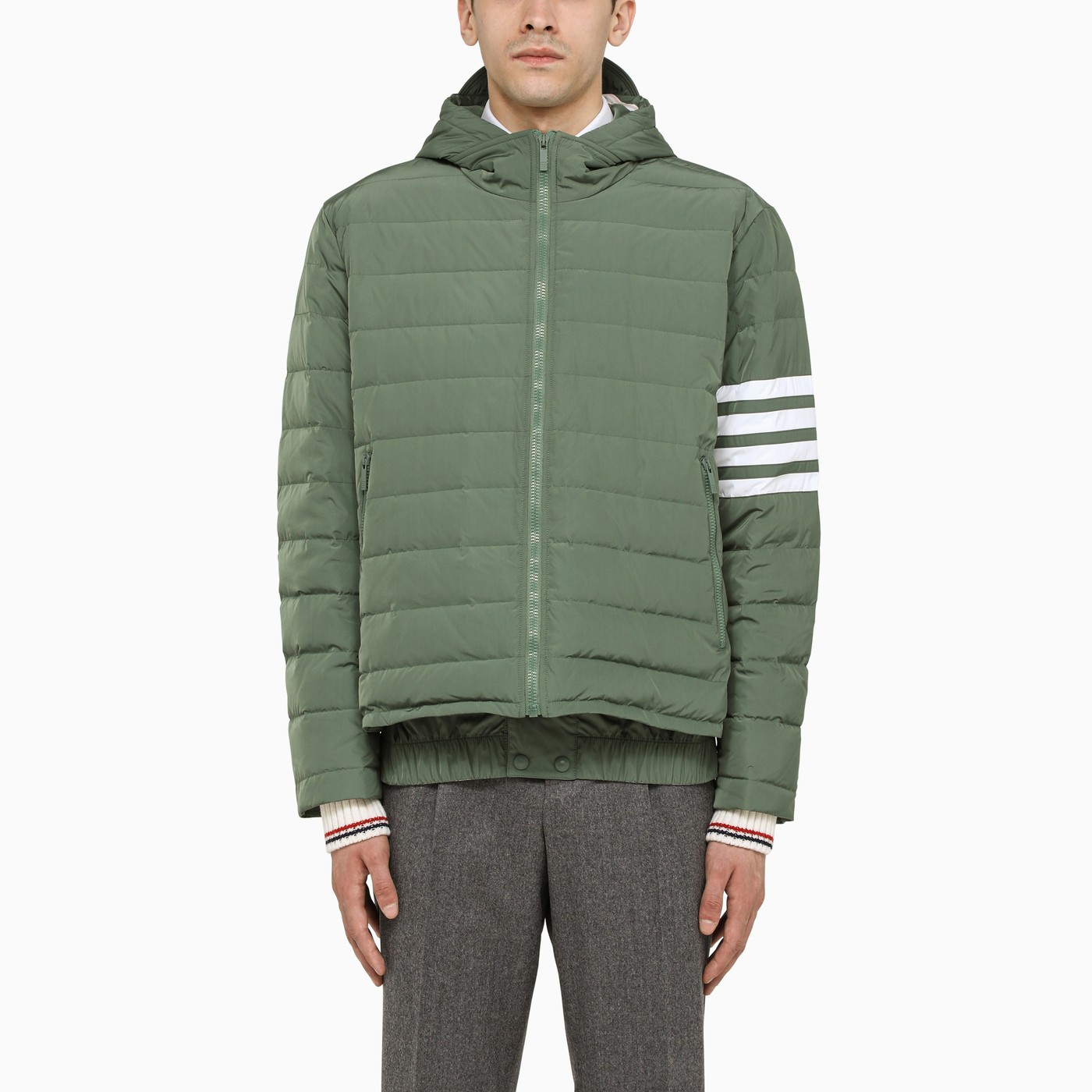 Thom Browne Military green padded jacket with hood TheDoubleF
