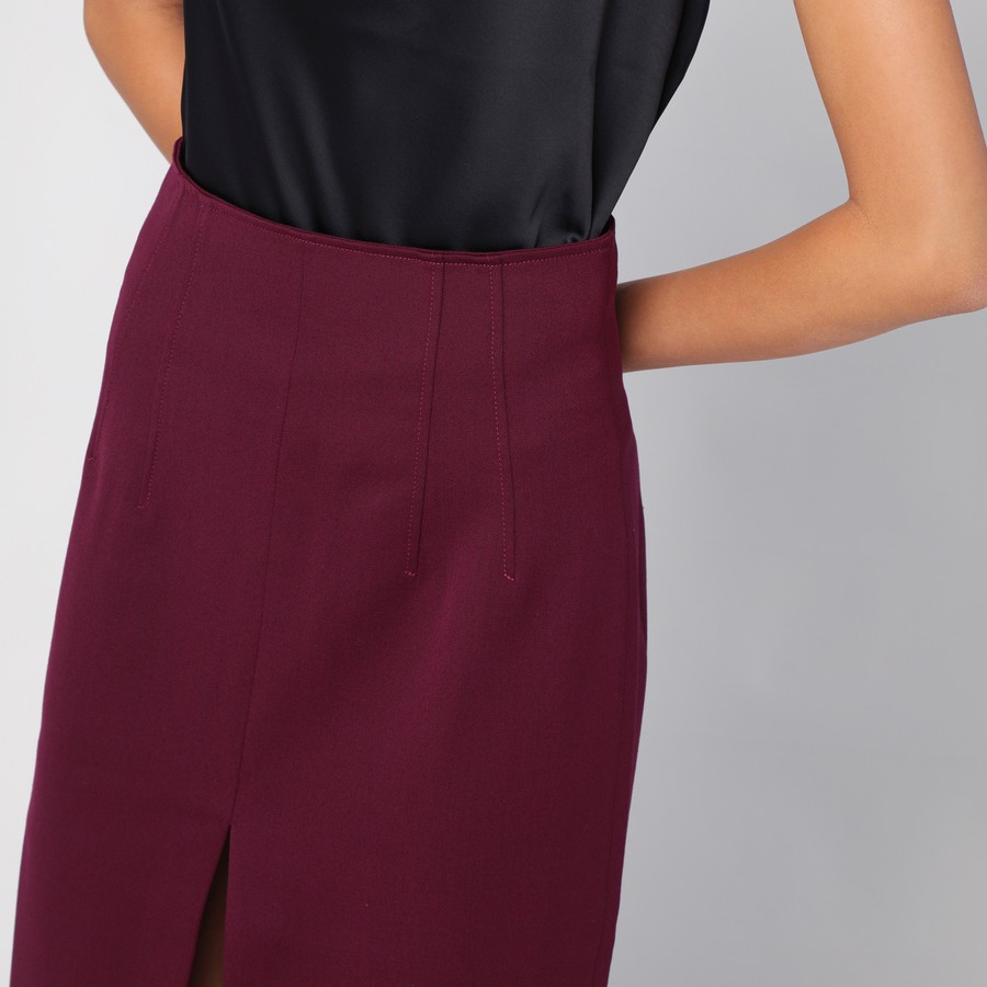 スカート THE ANDAMANE Stephanie Burgundy wool-blend midi skirt THE ANDAMANE Stephanie Burgundy wool-blend midi skirt