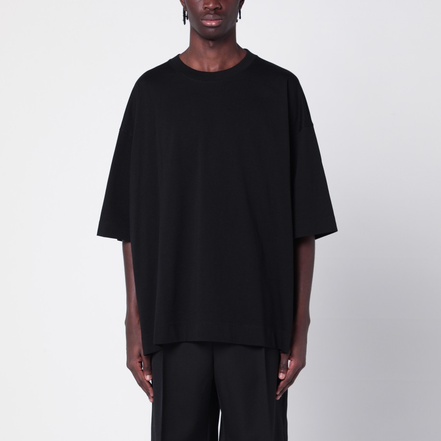 Tシャツ・カットソー DRIES VAN NOTEN Black Cotton Hen Oversize T-Shirt DRIES VAN NOTEN HEN OVERSIZED COTTON JERSEY T-SHIRT BLACK