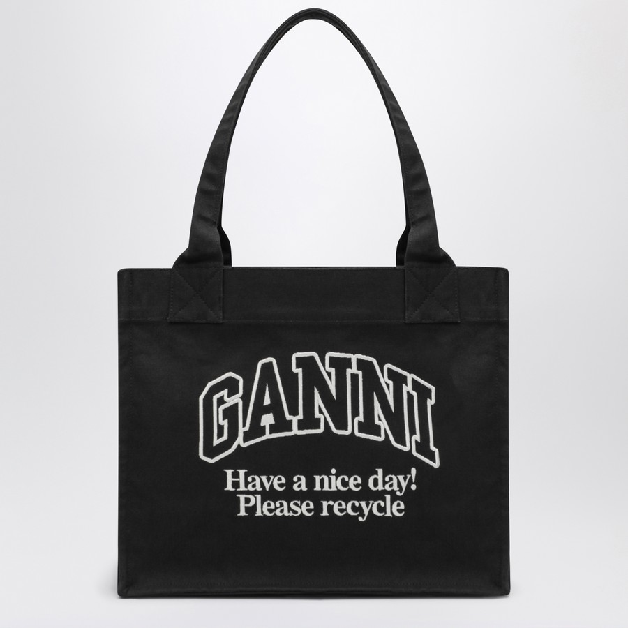 GANNI Large black canvas tote bag TheDoubleF