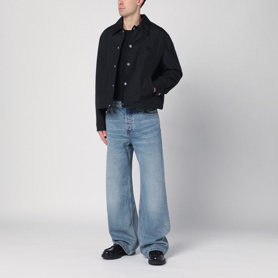 Ami Paris Black nylon shirt jacket with logo | TheDoubleF