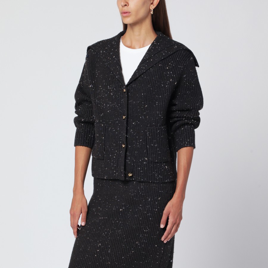 Bottega Veneta Cardigan in lana inglese a coste fondente TheDoubleF
