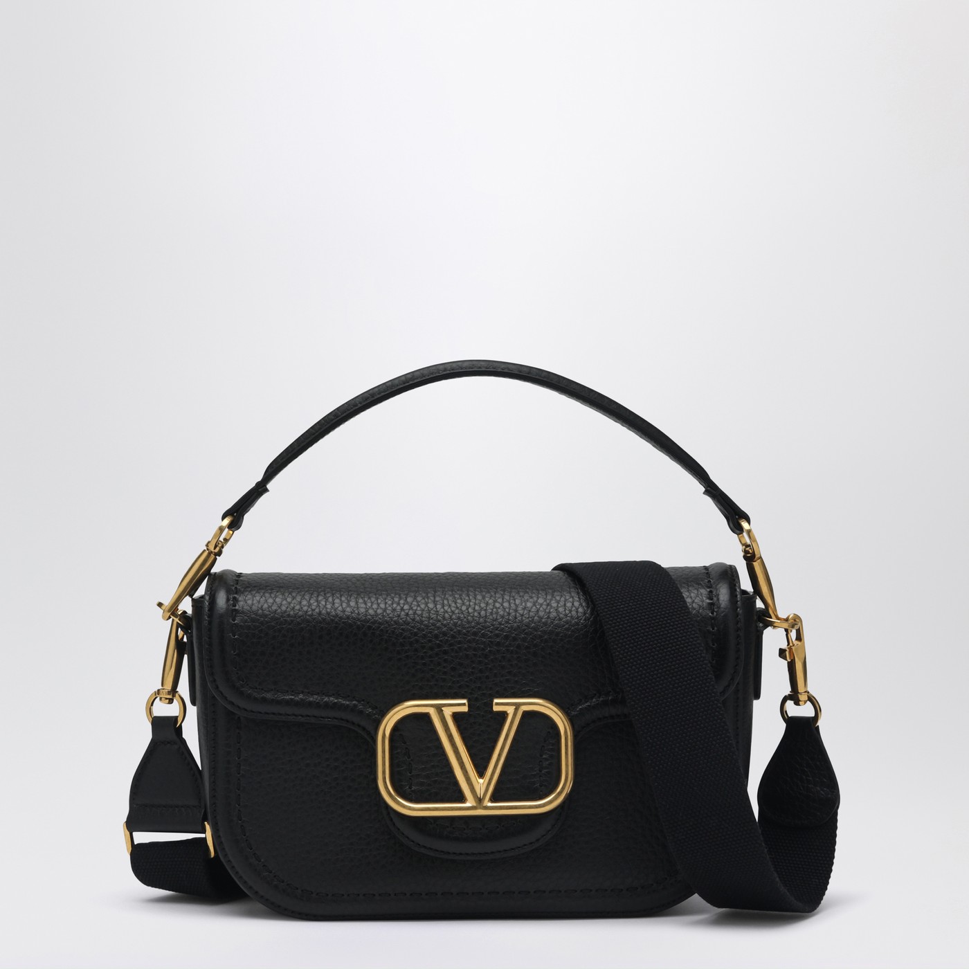 Valentino Garavani Black hammered leather mini Vlogo bag