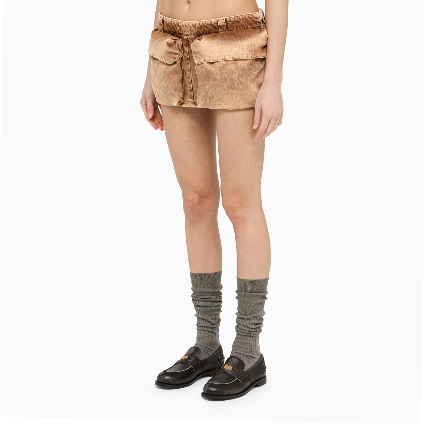 Miu Miu Cognac denim miniskirt | TheDoubleF