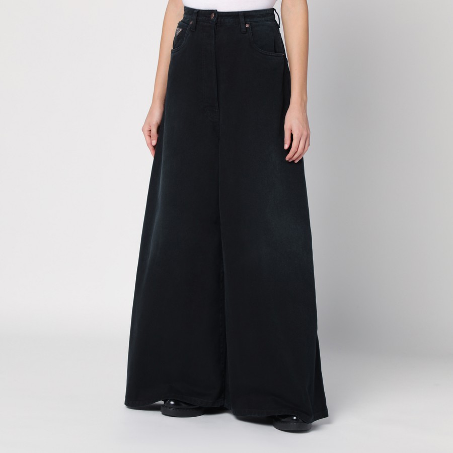 PRADA Black Denim Wide-Leg Jeans SS25【新作】 PRADA Black Denim Wide-Leg Jeans SS25【新作】