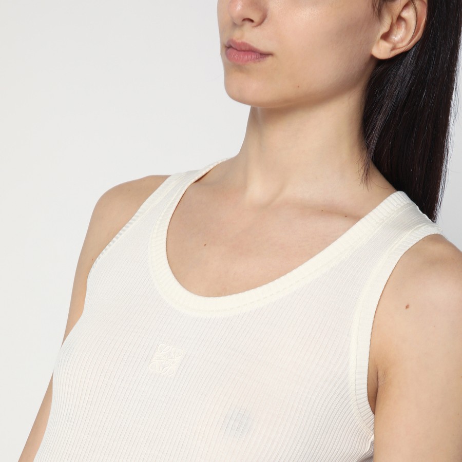 Loewe White silk tank top with Anagram logo | TheDoubleF