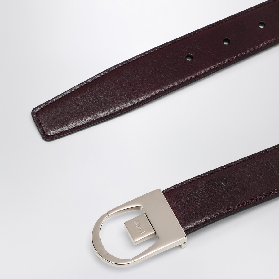 【関税&送料込】Saint Laurent Reversible Belt In Black Burgu Saint Laurent Reversible belt in black/burgundy leather