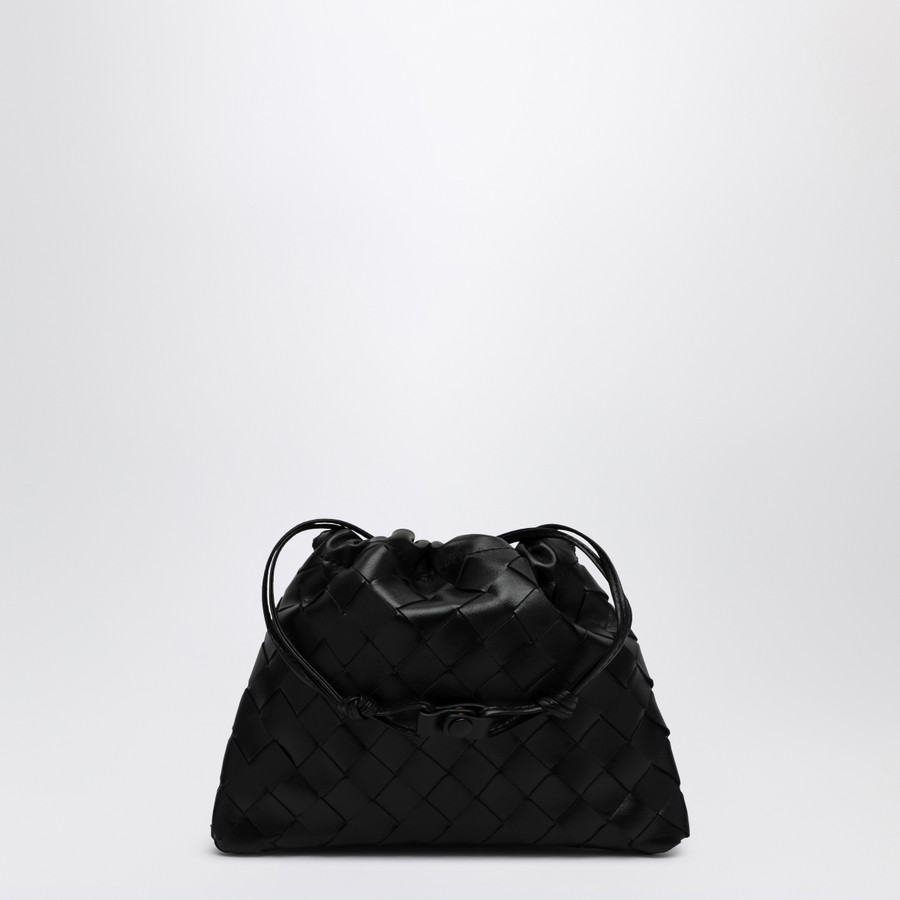 【関税&送料込】Bottega Veneta Black Medium Dustbag Bag Bottega Veneta - Medium Dustbag Black Intreccio Clutch