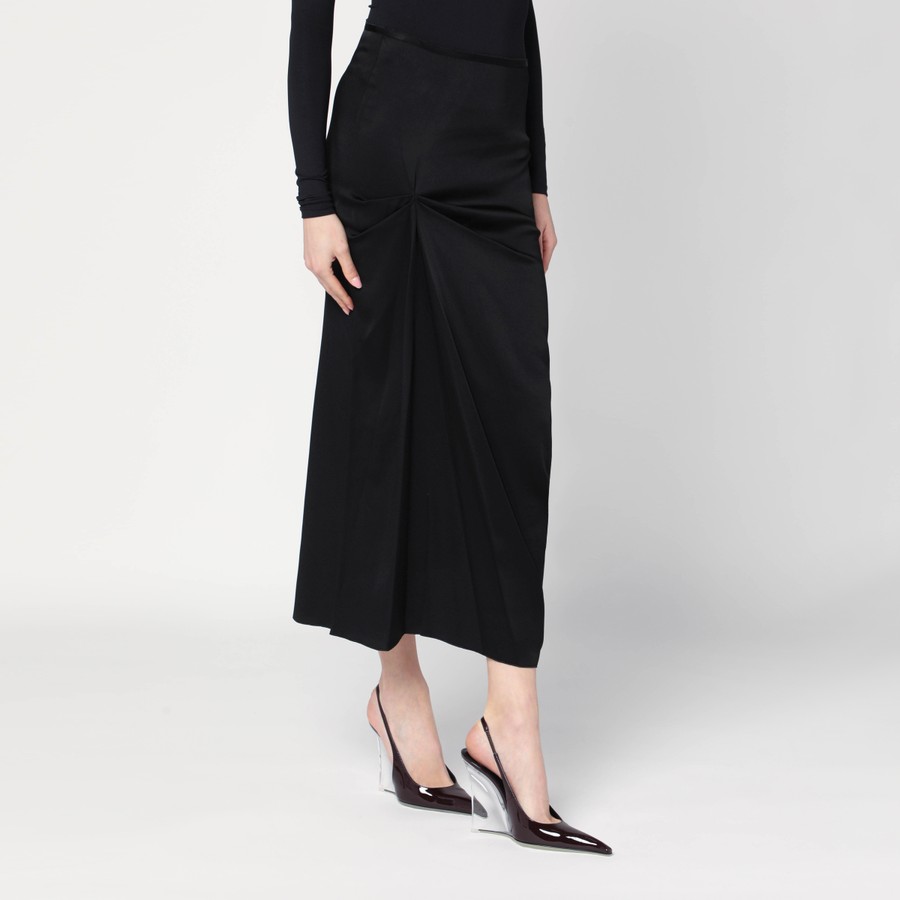Victoria Beckham Black midi skirt with draping | TheDoubleF