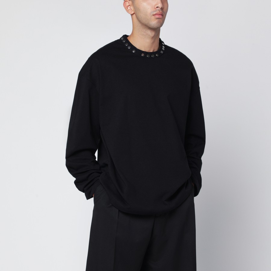 Jil Sander Black long-sleeve T-shirt with studs | TheDoubleF
